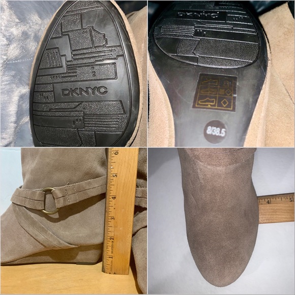 DKNYC Alina Wedge Heel Soft Suede Mid Calf Boots Taupe Size 8 NWT - Picture 10 of 14